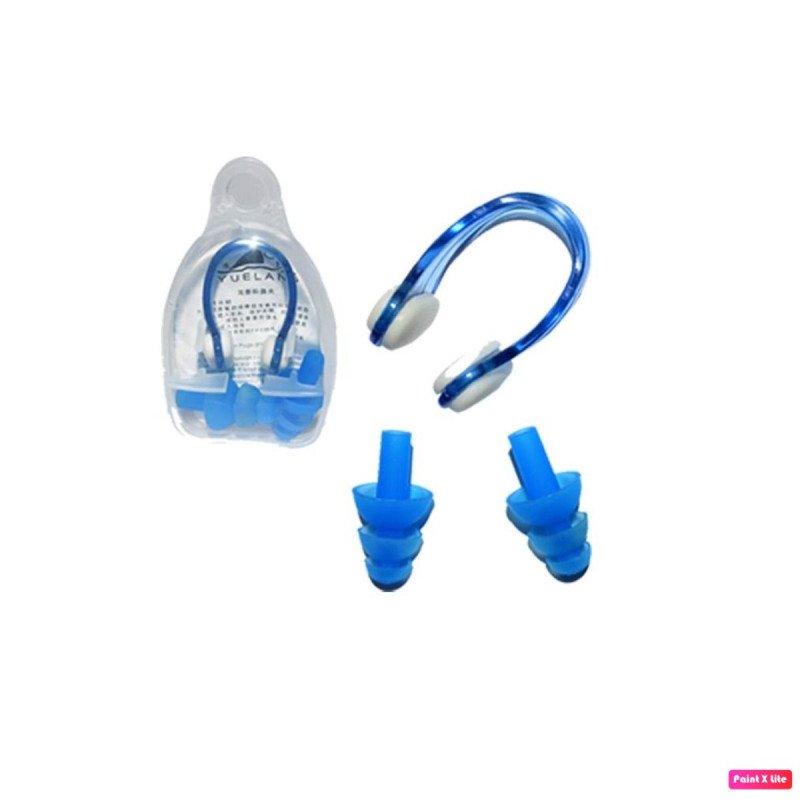 3'lü Yetişkin Unisex Havuz Seti Yüzücü Deniz Gözlüğü Havuz Gözlüğü + Bone + Kulak Burun Tıkacı Mavi