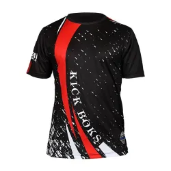 Dijital Baskılı Kick Boks Bisiklet Yaka Spor T-Shirt KBT079