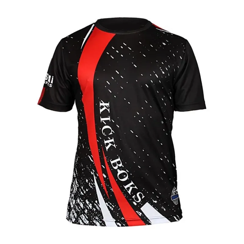 Dijital Baskılı Kick Boks Bisiklet Yaka Spor T-Shirt KBT079