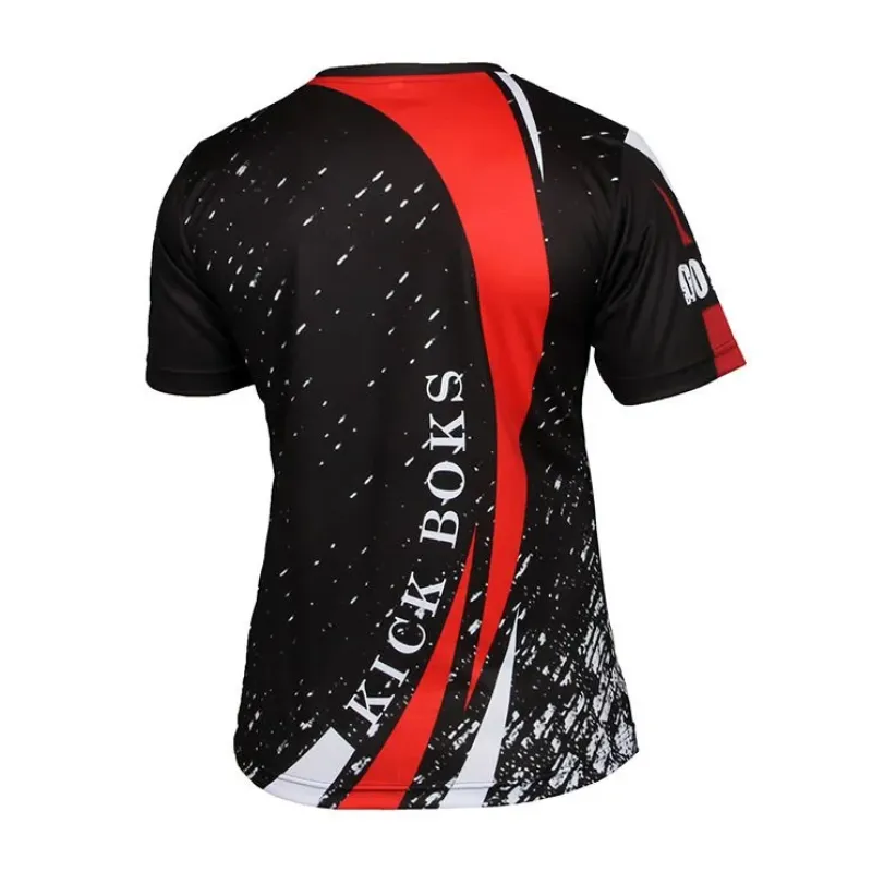 Dijital Baskılı Kick Boks Bisiklet Yaka Spor T-Shirt KBT079